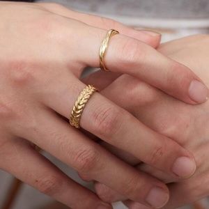 2pcs Braided & Twist Cuff Rings